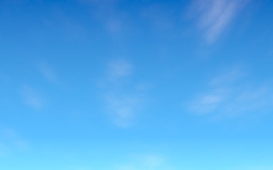 Blue sky background with white clouds. Cumulus white clouds in the clear blue sky in the morning. 3D illustration