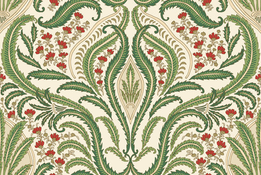 Hand-drawn Seamless Pattern Design, Paisley Style