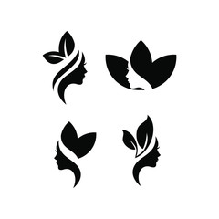 Fototapeta premium set collection women face beauty spa saloon black white logo icon design vector