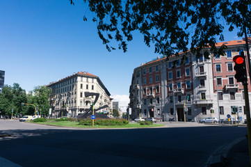 Milan, Italy - APRIL 29, 2020: Conciliazione square during the coronavirus pandemic lockdown