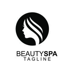 women face beauty spa saloon black white logo icon design vector