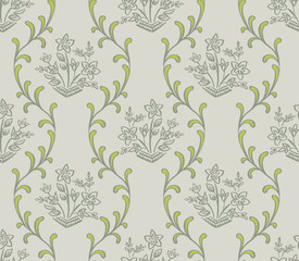 Seamless Pattern Design, Hand-drawn Paisley Style