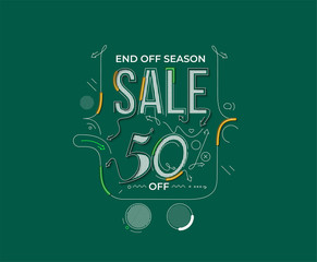 Obraz premium 50% OFF Sale Discount Banner. Discount offer price tag. Vector Modern Sticker Illustration.