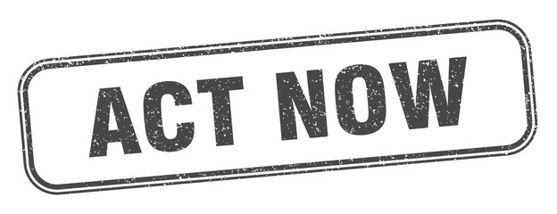 act now stamp. act now square grunge sign. label