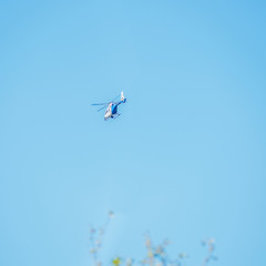 View of a german police helicopter hovering in flight