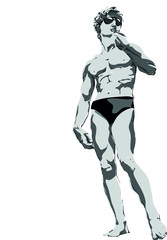 vector illustration of david statue in a panties