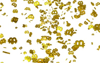 Digital currency symbol Bitcoin on a white background. Fall of bitcoin. crypto currency graph on virtual screen. Business, Finance and technology concept. 3D illustration