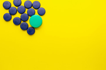 Garbage and recycling concept to yellow container