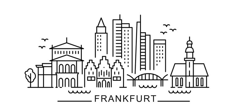 city of Frankfurt in outline style on white 