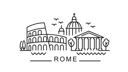 city of Rome in outline style on white background