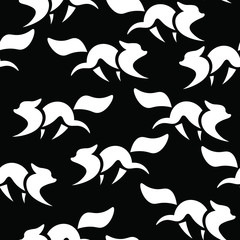 Fototapeta premium White foxy, fashion, animal vector seamless pattern on black background. Concept for wallpaper, cards, wrapping paper 