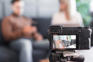 Close-up camera for journalism recording video for media