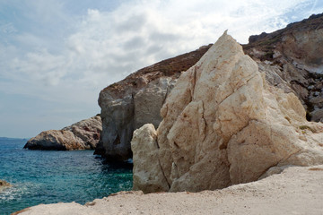 Milos,Greece, Cyclades Islands: the white rock of Firopotamos
