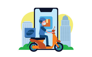 motorcycle delivery service for food, package, and post at the city. online shopping delivery service.