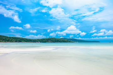 The beautiful tropical beach of Koh Rong, the paradise island with a nice bungalow, forest, coast,...