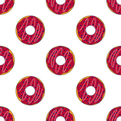 Seamless pattern with donuts. Template for background, banner, card, poster. Vector EPS10 illustration.