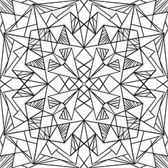 Geometric mandala. Coloring book. Relax doodle black and white ornament. Large size, meditative drawing