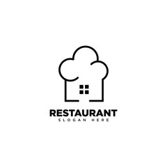 Restaurant Outline Logo Design on White Background