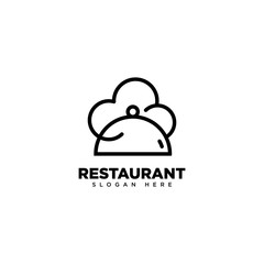 Restaurant Outline Logo Design on White Background
