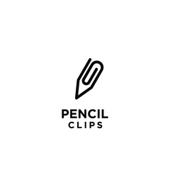 simple pencil clip logo icon design template