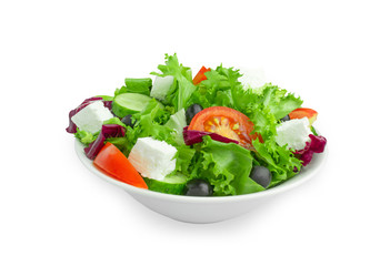 Salad with vegetables on white background fresh salad isolate