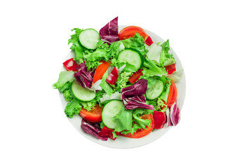 Salad with vegetables on white background fresh salad isolate