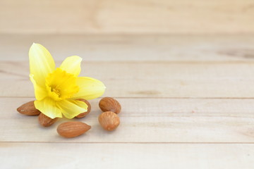 Healthy food, nuts on a wooden background