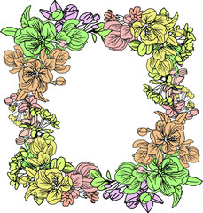 frame with floral spring pattern
