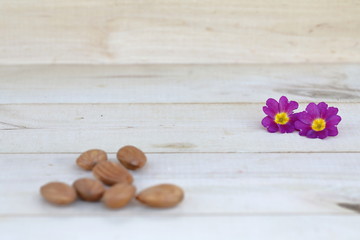 Obraz na płótnie Canvas Healthy food, nuts on a wooden background