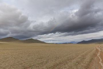 Fototapeta na wymiar Typical landscapes of Mongolia. mountain slopes and valleys. Altai, Mongolia