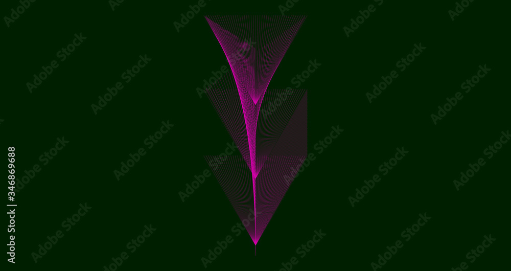 Poster random chaotic pink lines abstract geometric pattern/texture in the form of a leaf. asymmetric textu