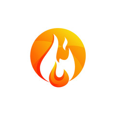 Fire in circle logo vector