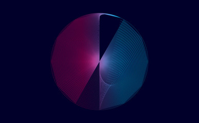 Random round shape pink and blue lines abstract geometric pattern/texture. Asymmetric texture with random chaotic lines. 3D illustration and design element for creating contemporary art background.