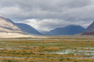 Typical view of Mongolian landscape. Mongolia steppe, Mongolian Altai