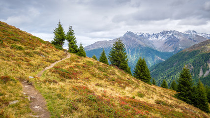 In the valley Val venosta (German: Vinschgau) in the region Alto Adige (German: Südtirol) and near the Stelvio Pass connecting Italy with Switzerland, there are gorgeous mountain like the Ortler Group