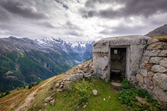In the valley Val venosta (German: Vinschgau) in the region Alto Adige (German: S&uuml;dtirol) among gorgeous mountain like the Ortler Group there are bunkers to be found dating back to World War II