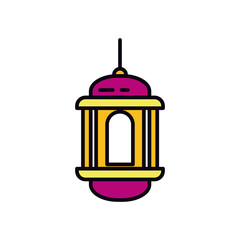 decorative arabic lantern icon, line and fill style