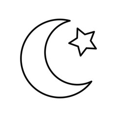 EID mubarak concept, crescent moon and star icon, line style