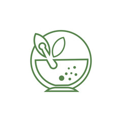 Pharmacy icon , Herbal pharmacy symbol ,  Pestle and Mortar vector illustration design template