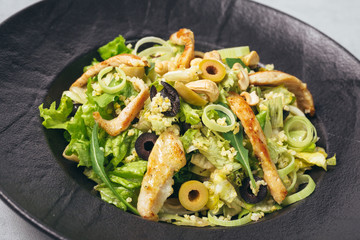 chicken salad served on plate