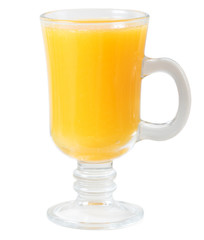 freshly squeezed orange juice in a glass Cup with a handle. isolated on a white background