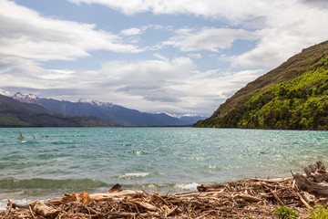 Fototapeta na wymiar Panorama of Wanaka lake. South Island, New Zealand