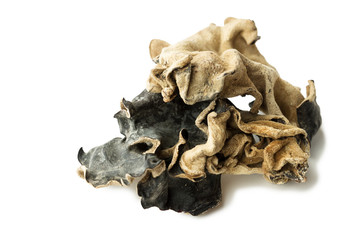 Dry Chinese black muer mushroom isolated on white background