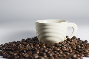 coffee beans and cup