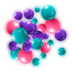 Abstract Flying Spheres Background. Sweet Candy. Colorful Realistic Glossy Balls. Vector illustration. eps 10