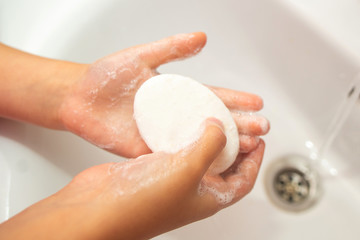 hand washing with soap