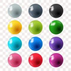 Set of realistic pearls of different color isolated on the white background. 3d illustration. eps 10