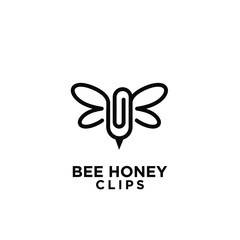 simple bee clip logo icon design template