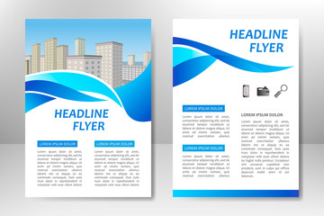 Blue vector template design for business brochure, flyer, poster, booklet, presentation, annual report, magazine cover, team educational training. A4