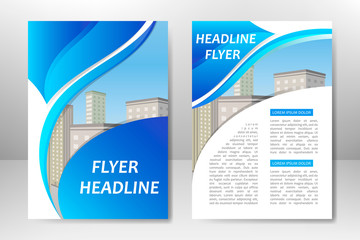 Blue vector template design for business brochure, flyer, poster, booklet, presentation, annual report, magazine cover, team educational training. A4